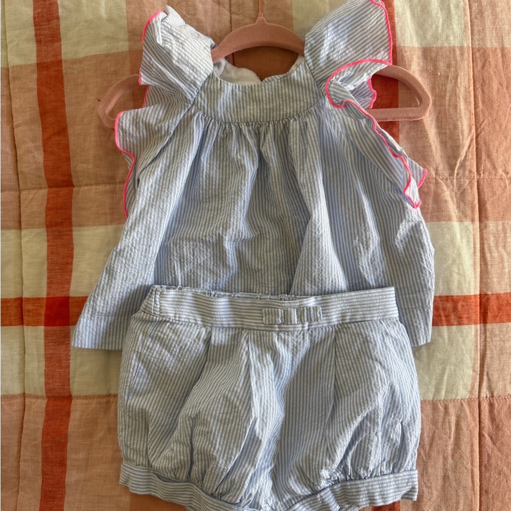 Jacadi Light Blue and White Striped Set